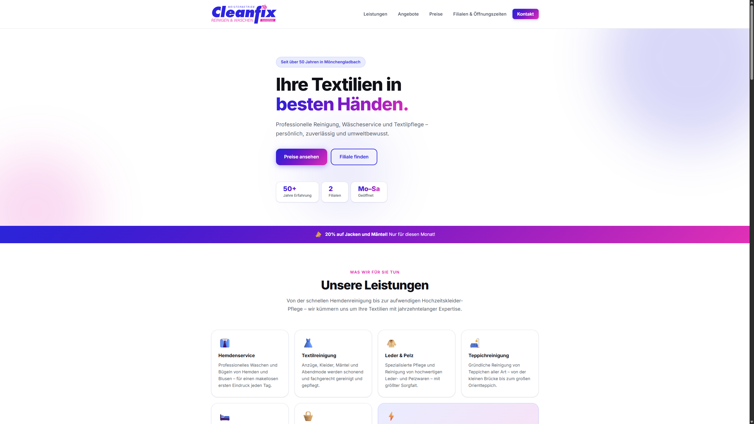 Cleanfix Website – Hellmodus